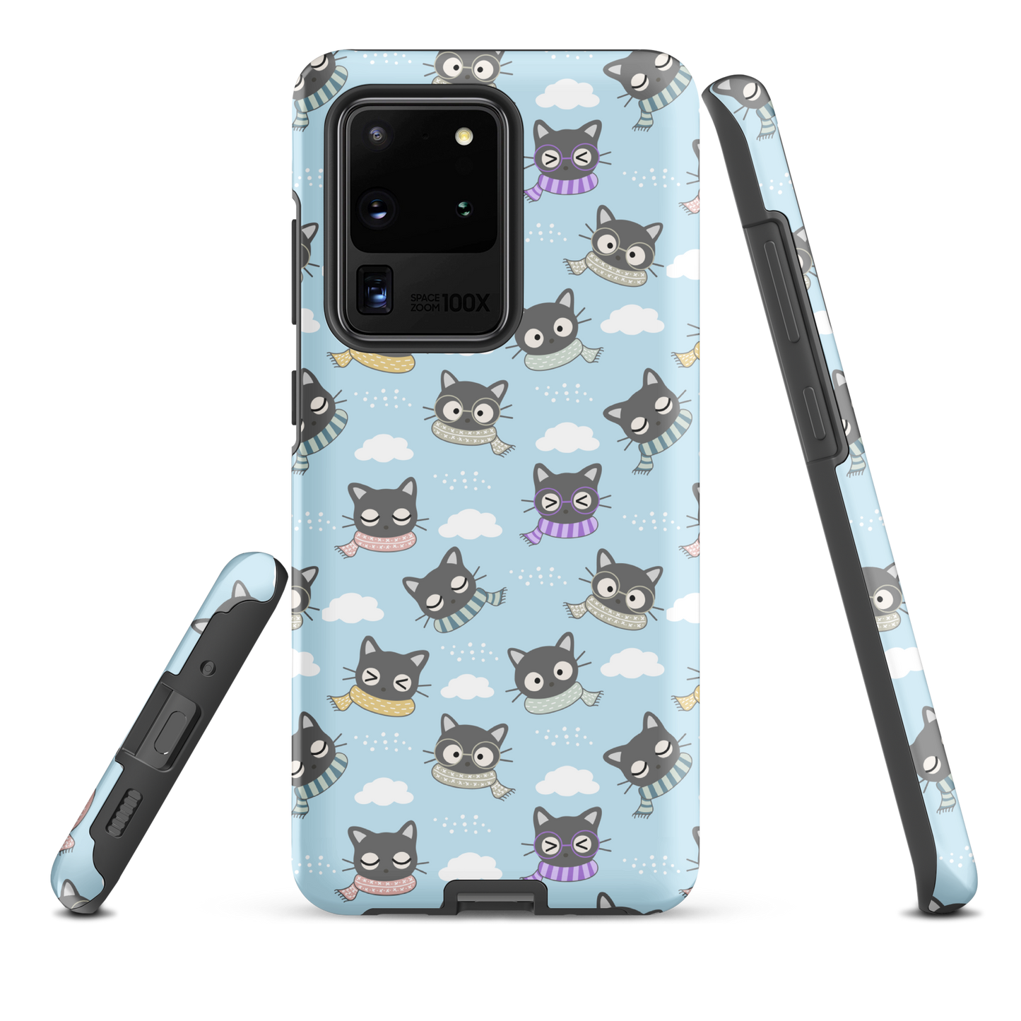 Tough case for Samsung Galaxy Variations | Gray Cat with Scarf in the Cloud