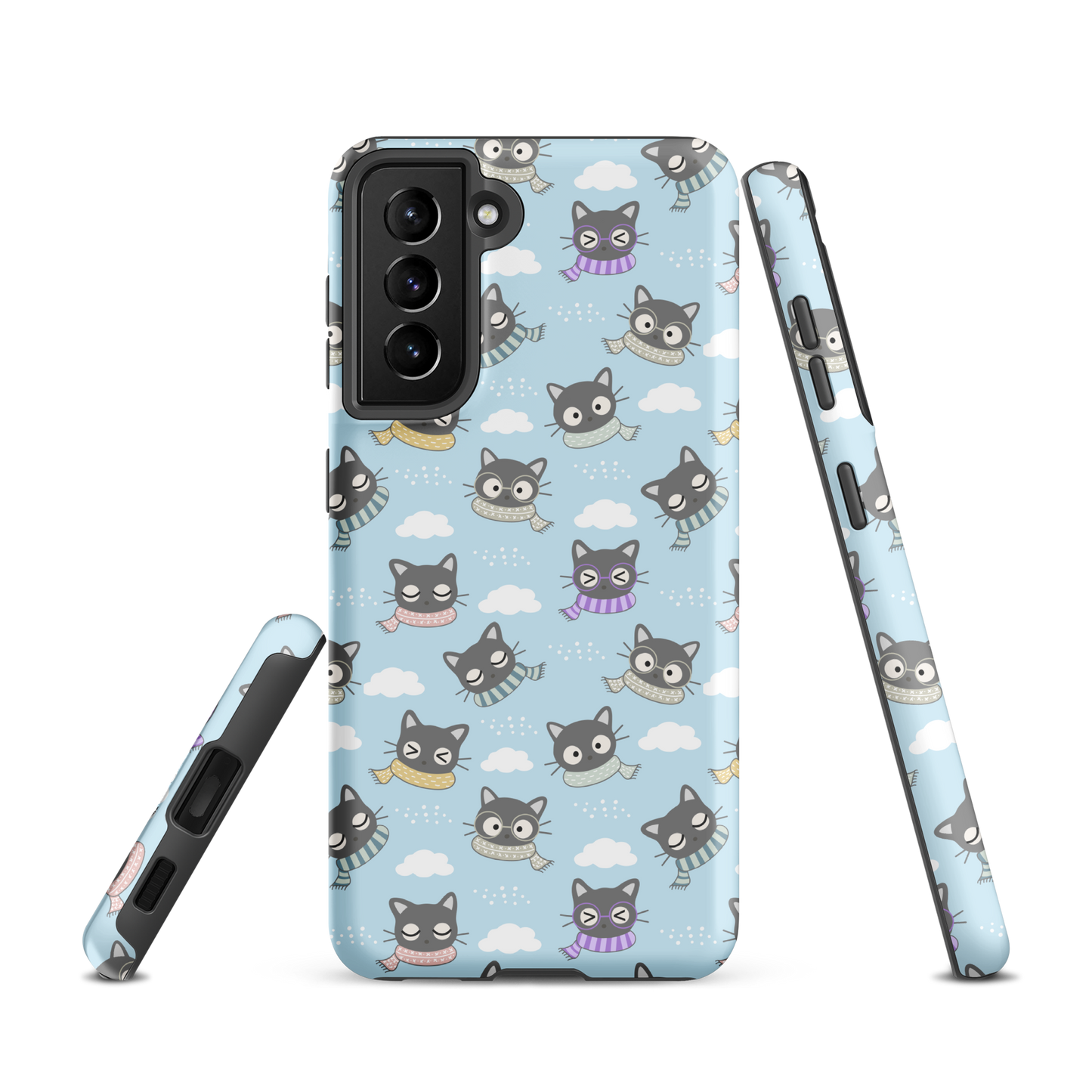 Tough case for Samsung Galaxy Variations | Gray Cat with Scarf in the Cloud