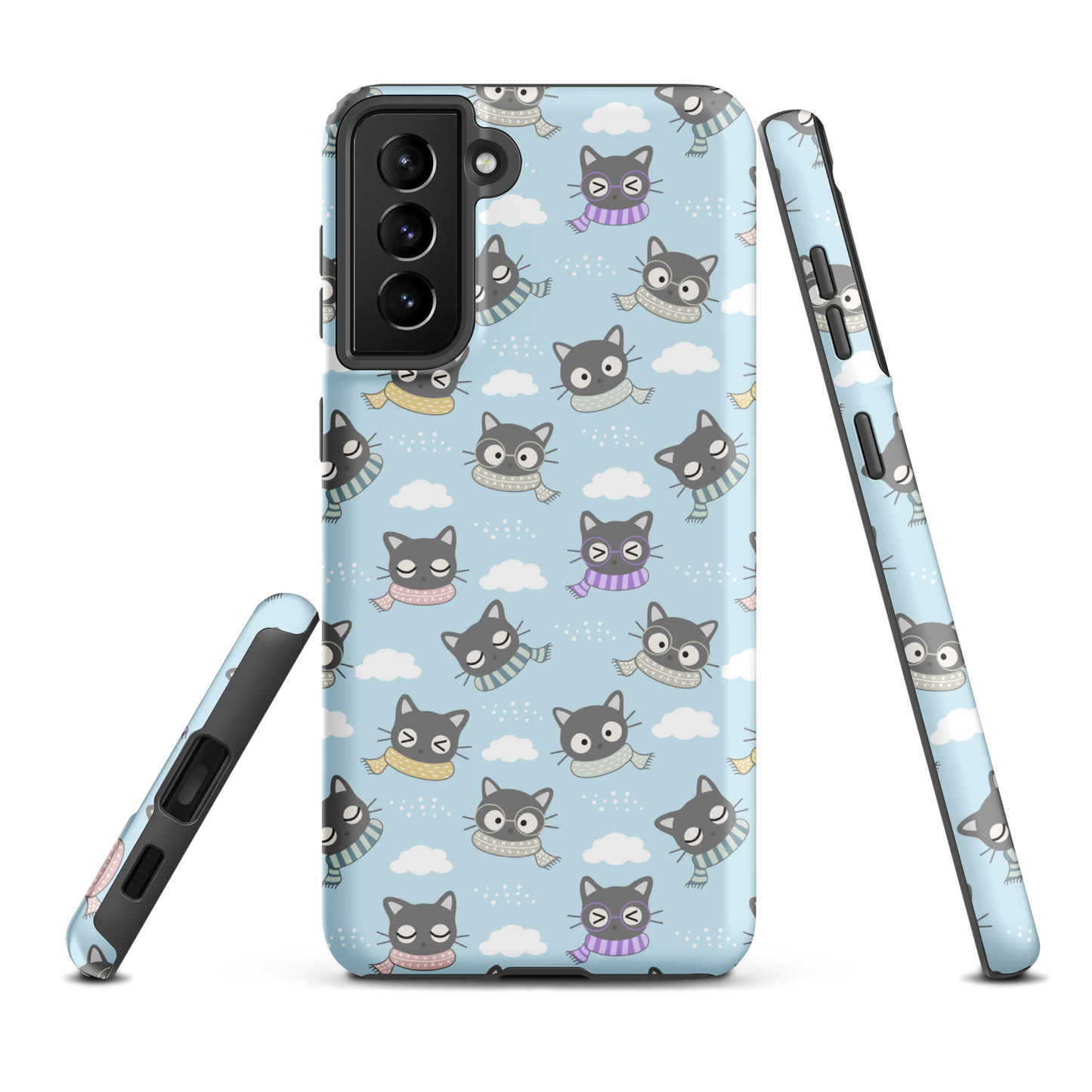 Tough case for Samsung Galaxy Variations | Gray Cat with Scarf in the Cloud