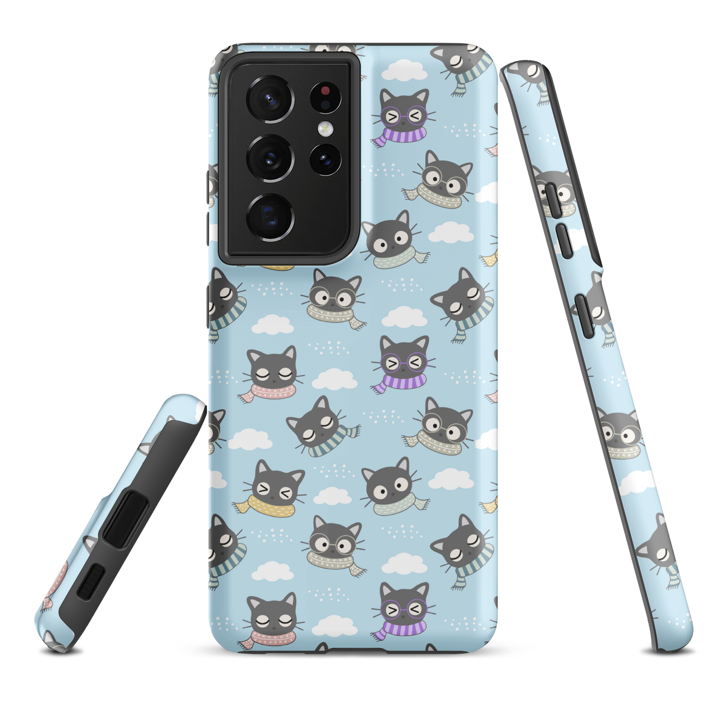 Tough case for Samsung Galaxy Variations | Gray Cat with Scarf in the Cloud