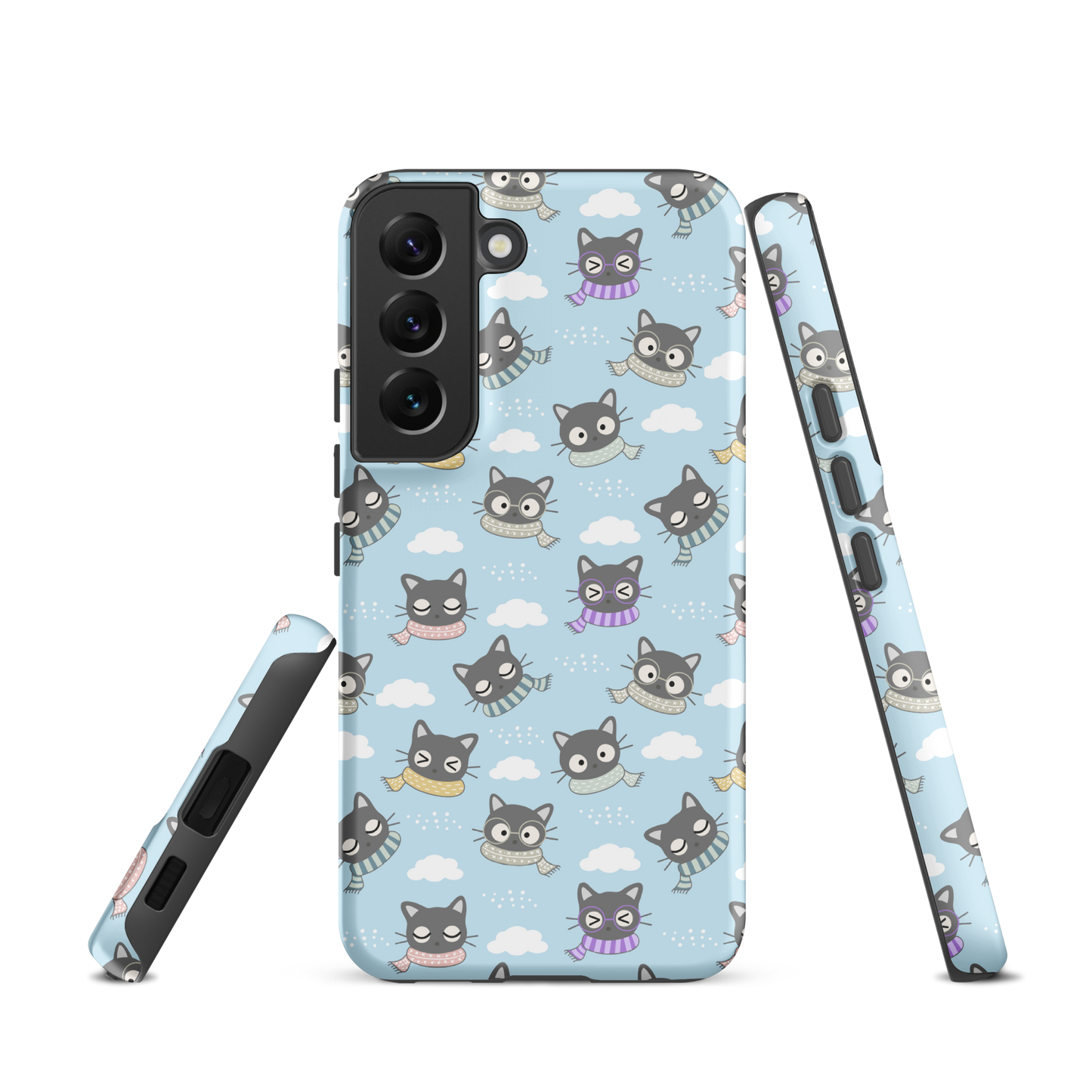 Tough case for Samsung Galaxy Variations | Gray Cat with Scarf in the Cloud