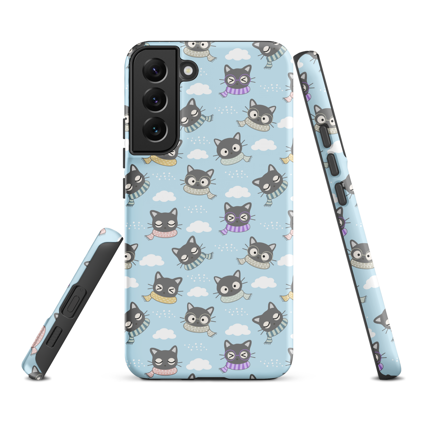 Tough case for Samsung Galaxy Variations | Gray Cat with Scarf in the Cloud