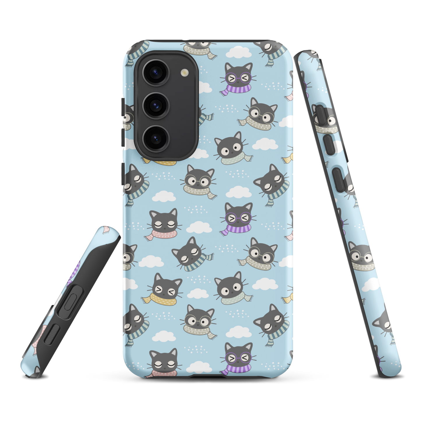 Tough case for Samsung Galaxy Variations | Gray Cat with Scarf in the Cloud