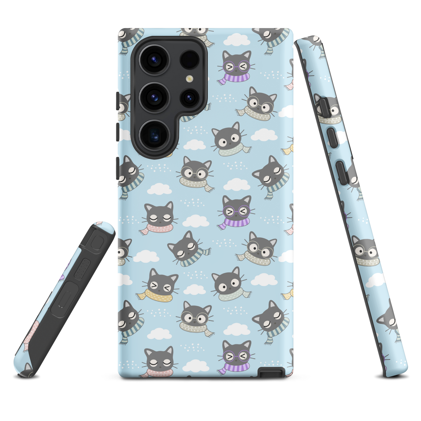 Tough case for Samsung Galaxy Variations | Gray Cat with Scarf in the Cloud