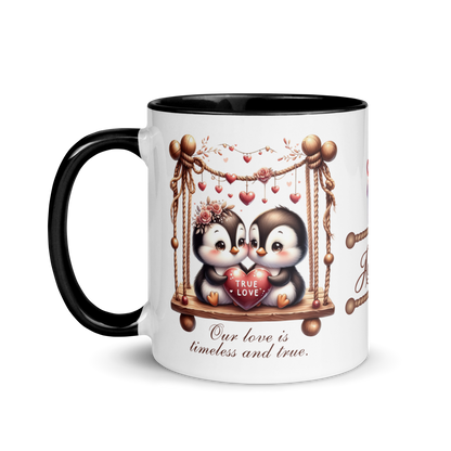 Add Your Name Coffee Mug 11oz | Personalized Penguin Love Swing