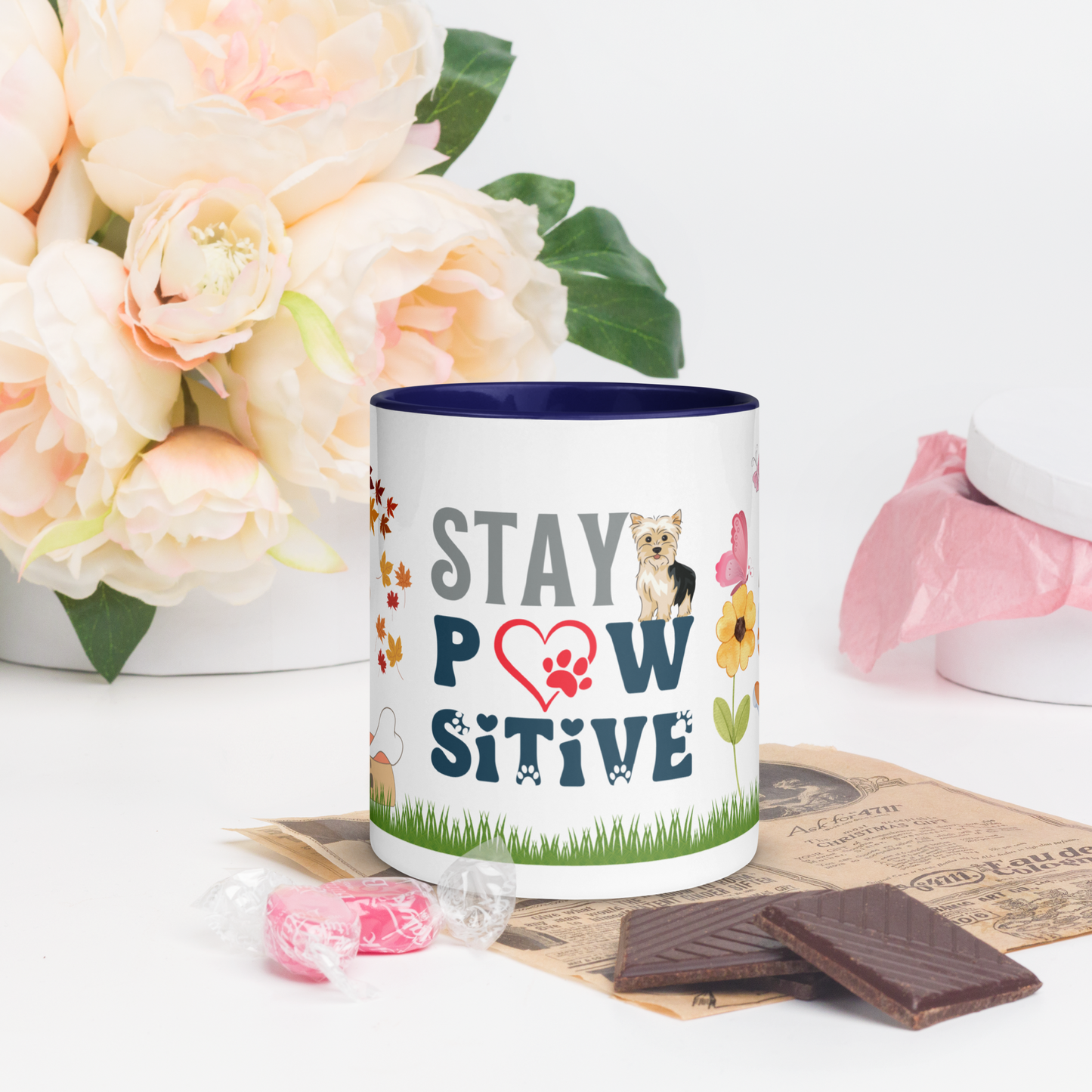 Accent Coffee Mug 11oz | Stay Pawsitive | Cat Dog Themed