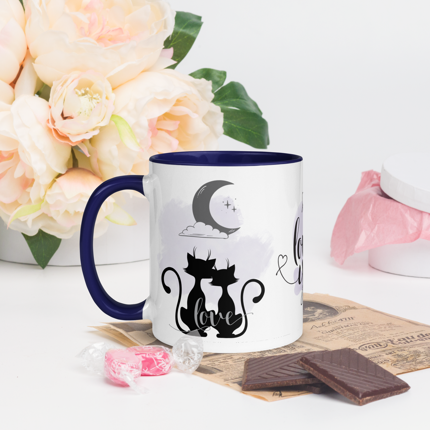 Accent Coffee Mug 11oz | I Love You | Black Cats Love Themed