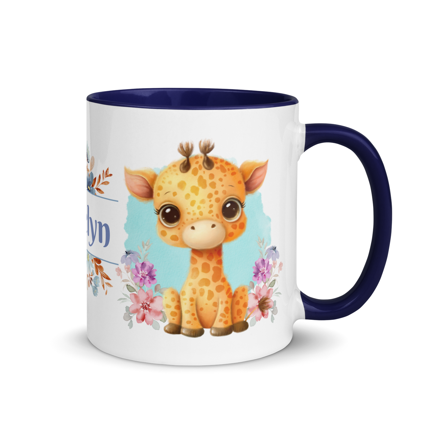 Add Your Name Coffee Mug 11oz | Cute Giraffe Floral Themed