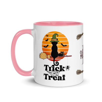 Personalized Coffee Mug 11oz | Trick or Treat Black Cat With Green Hat