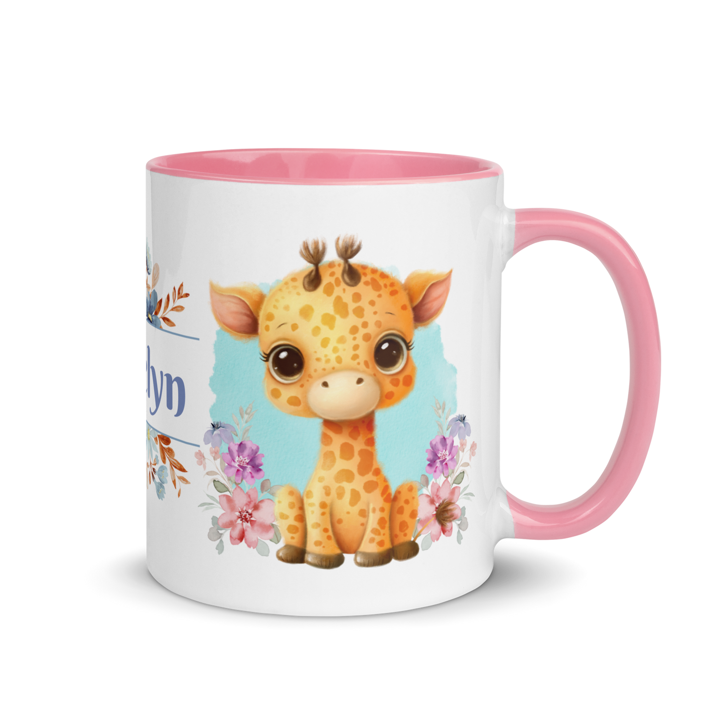 Add Your Name Coffee Mug 11oz | Cute Giraffe Floral Themed
