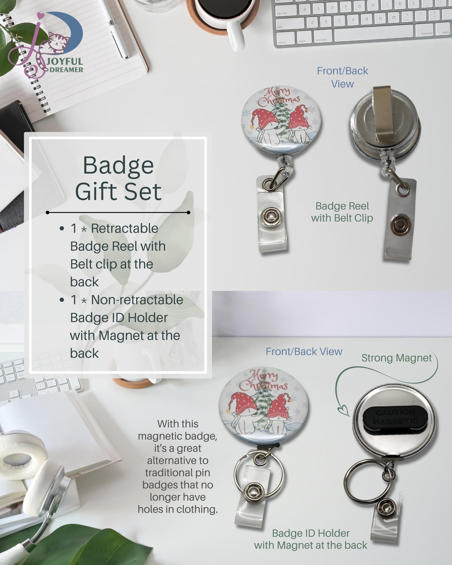 Gift Set | 2 Pack Badges::1 Retractable Badge Reel+1 Non-retractable