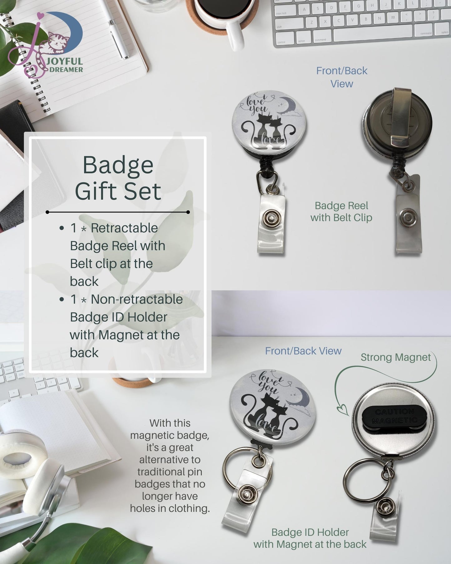 Gift Set | 2 Pack Badges::1 Retractable Badge Reel+1 Non-retractable