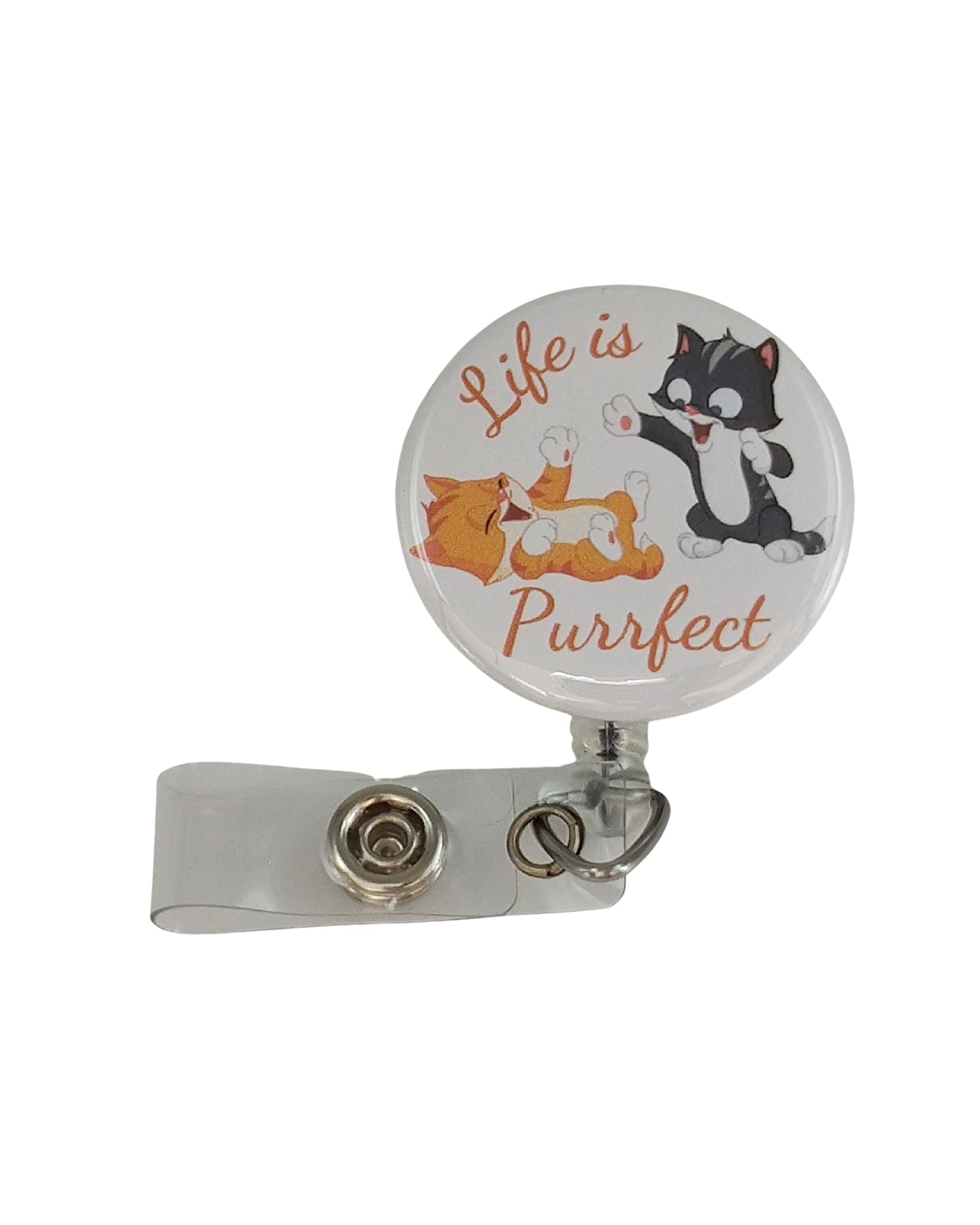 Retractable Badge Reel Bulldog Alligator Clip | Life is Purrfect