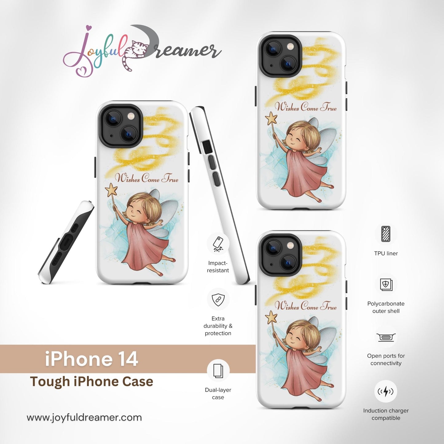 Tough case for iPhone 11, 12, 13, 14, 15 Variations | Wishes Come True - Pink Fairy