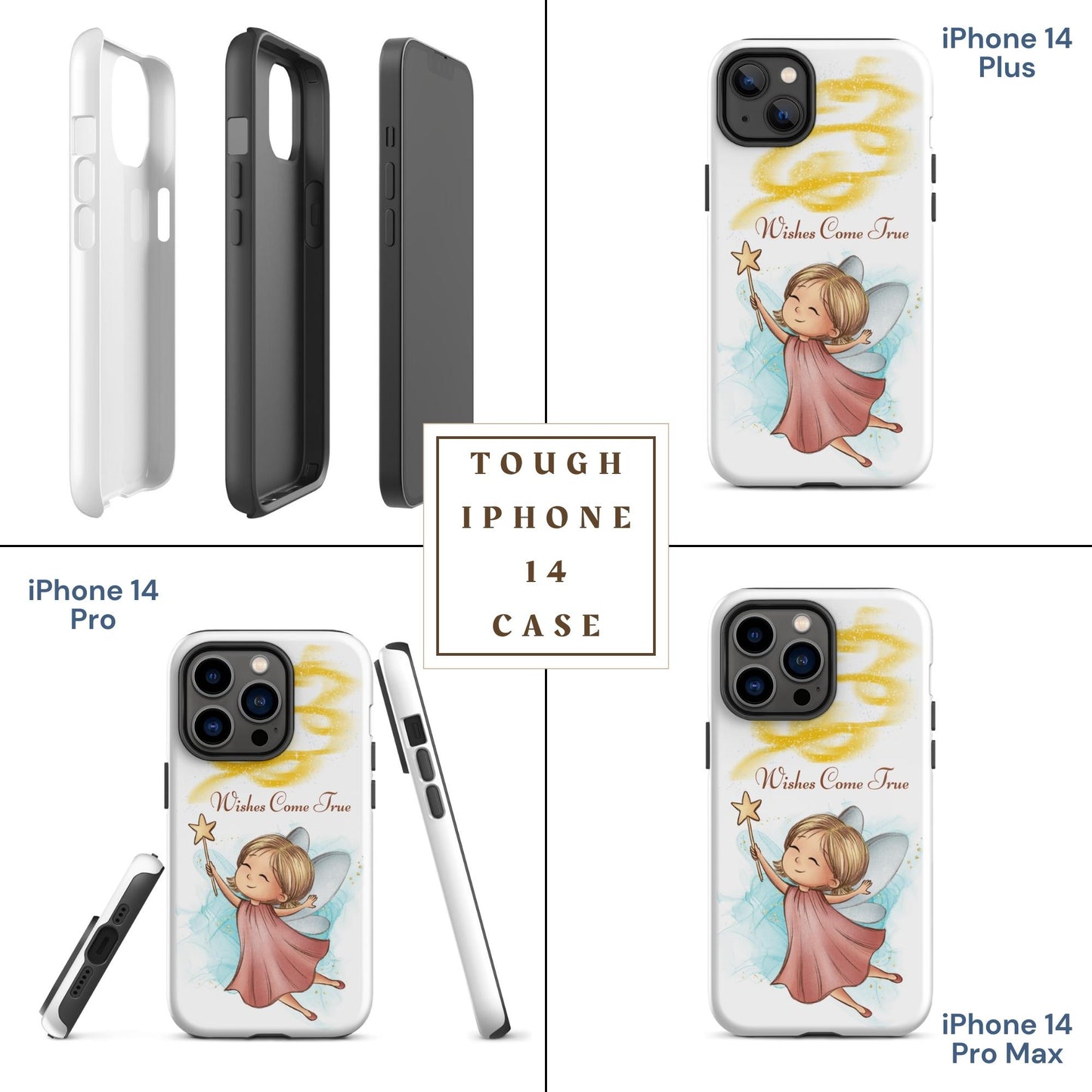 Tough case for iPhone 11, 12, 13, 14, 15 Variations | Wishes Come True - Pink Fairy