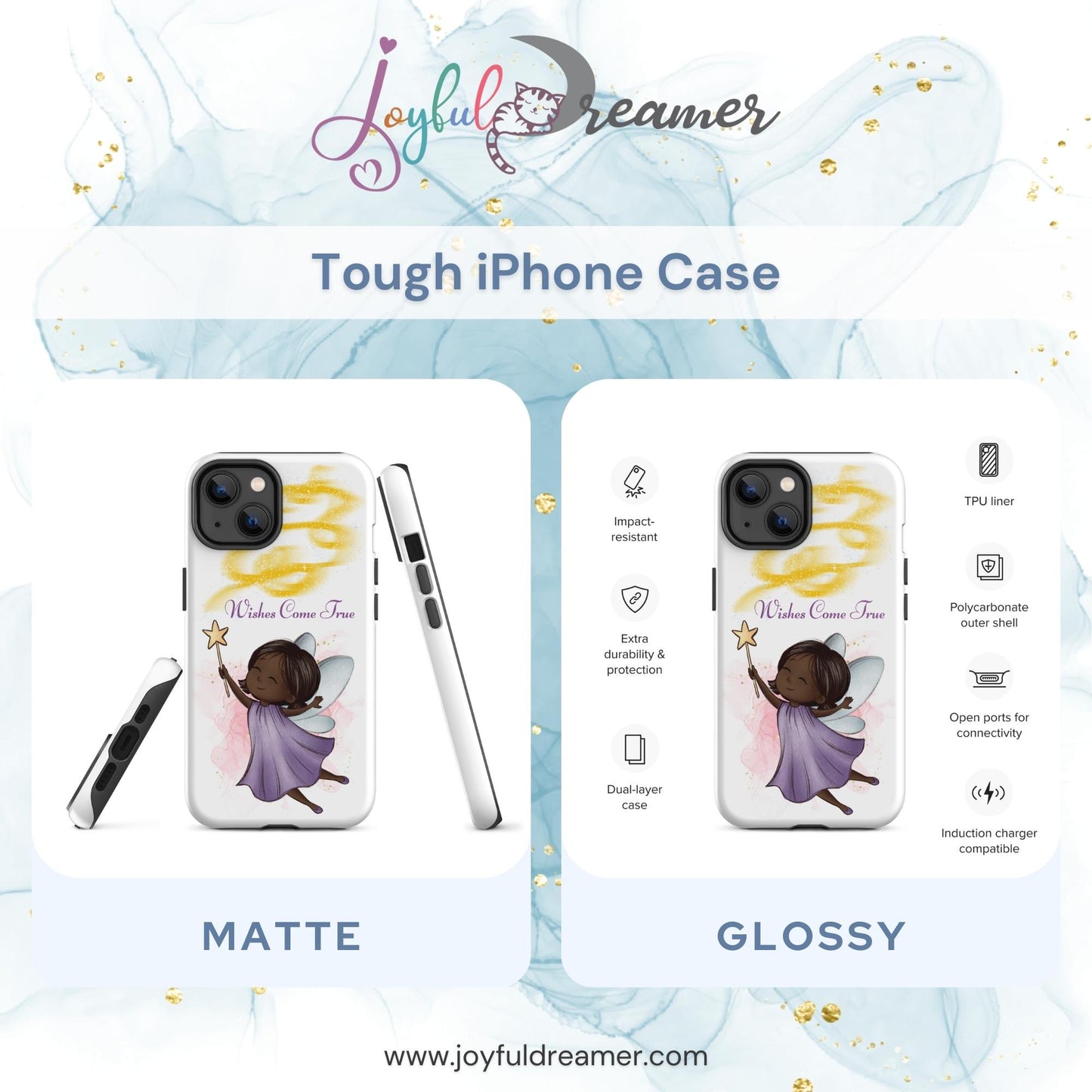 Tough case for iPhone 11, 12, 13, 14, 15 Variations | Wishes Come True - Purple Fairy