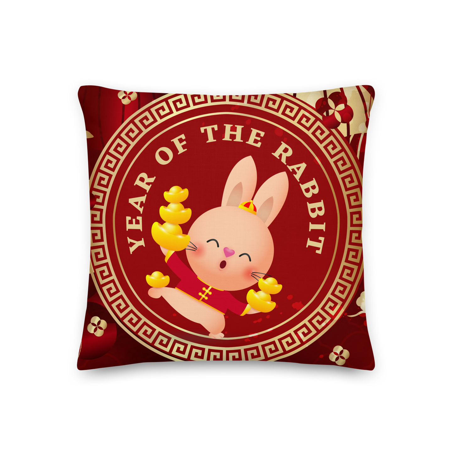 Premium Pillow | 18″×18″, 20″×12″, 22″×22″ | Year of the Rabbit 1 | Chinese Zodiac Sign