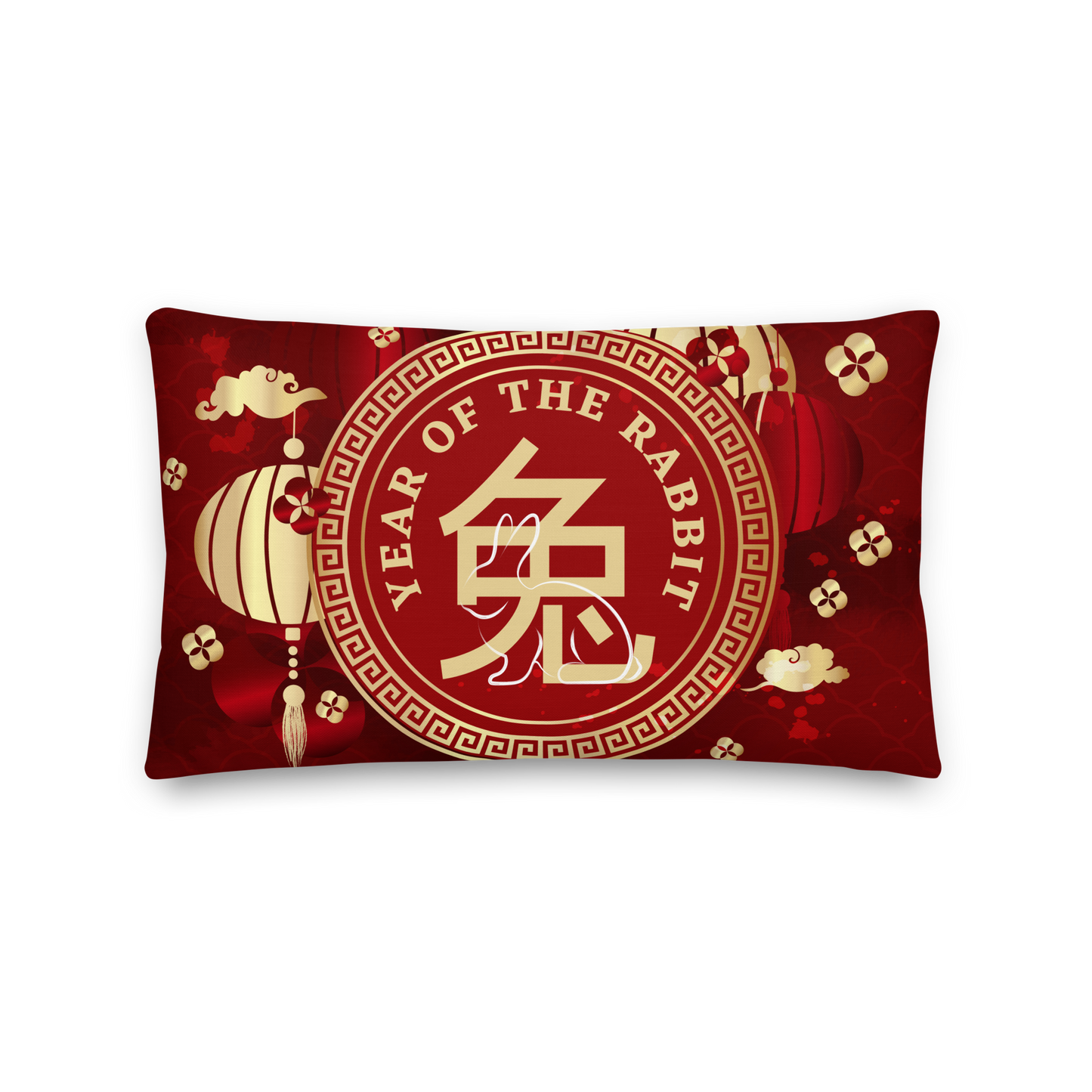 Premium Pillow | 18″×18″, 20″×12″, 22″×22″ | Year of the Rabbit 2 | Chinese Zodiac Sign