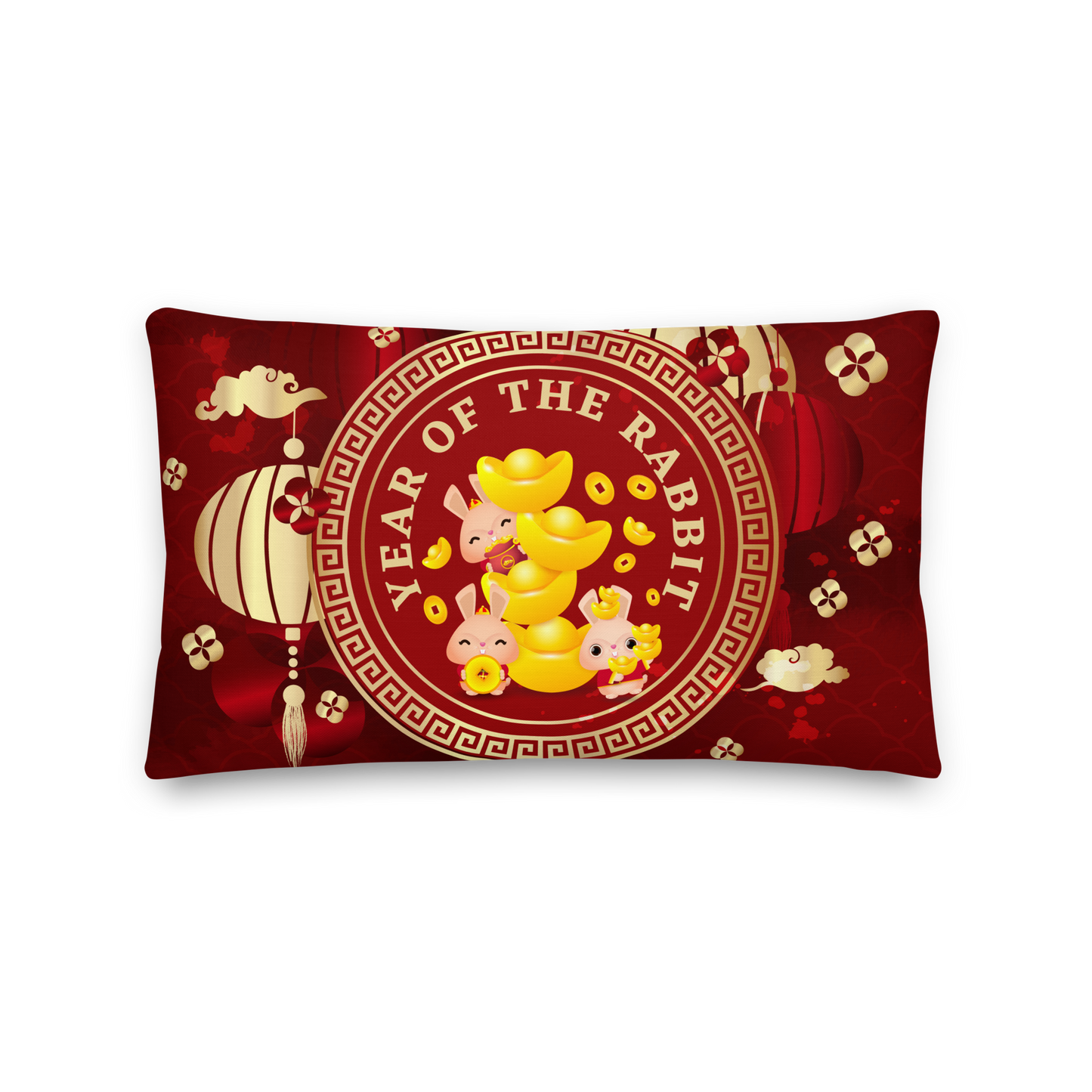 Premium Pillow | 18″×18″, 20″×12″, 22″×22″ | Year of the Rabbit 2 | Chinese Zodiac Sign