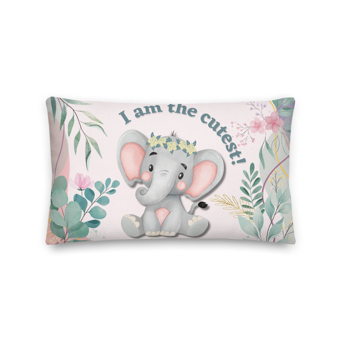 Premium Pillow | 18″×18″, 20″×12″, 22″×22″ | I am the cutest Elephant