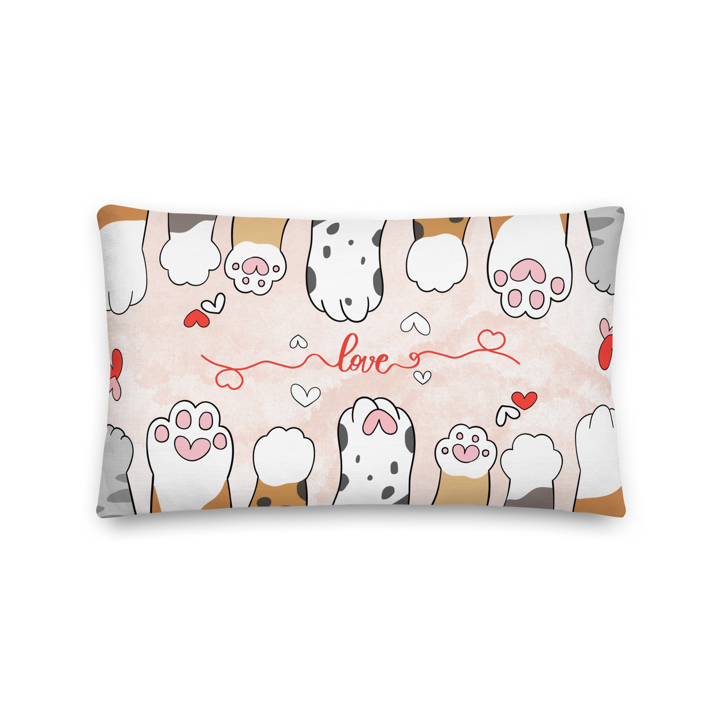 Premium Pillow | 18″×18″, 20″×12″, 22″×22″ | Paw Print Love