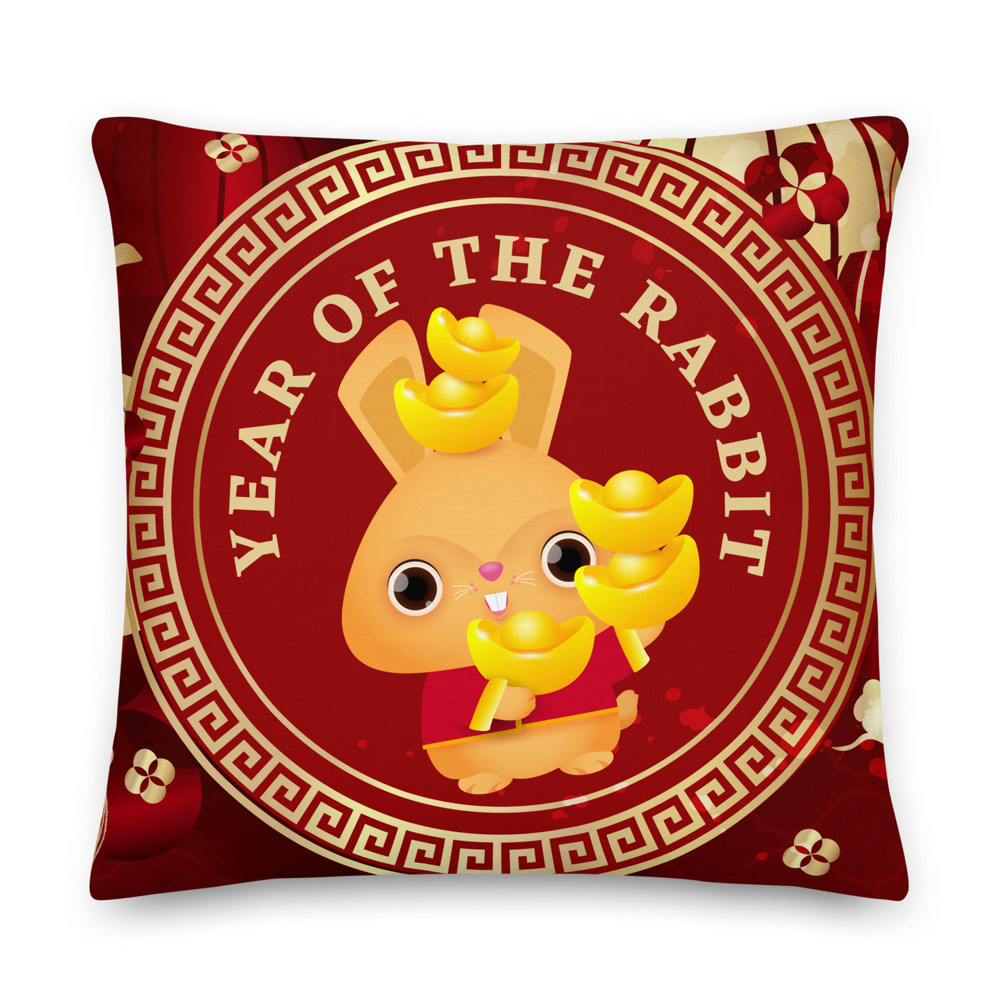 Premium Pillow | 18″×18″, 20″×12″, 22″×22″ | Year of the Rabbit 1 | Chinese Zodiac Sign