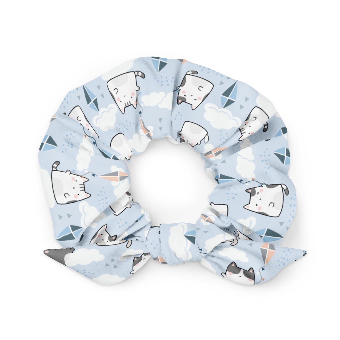 Scrunchie | Cute Cats Cloud Kit LightBlue Background