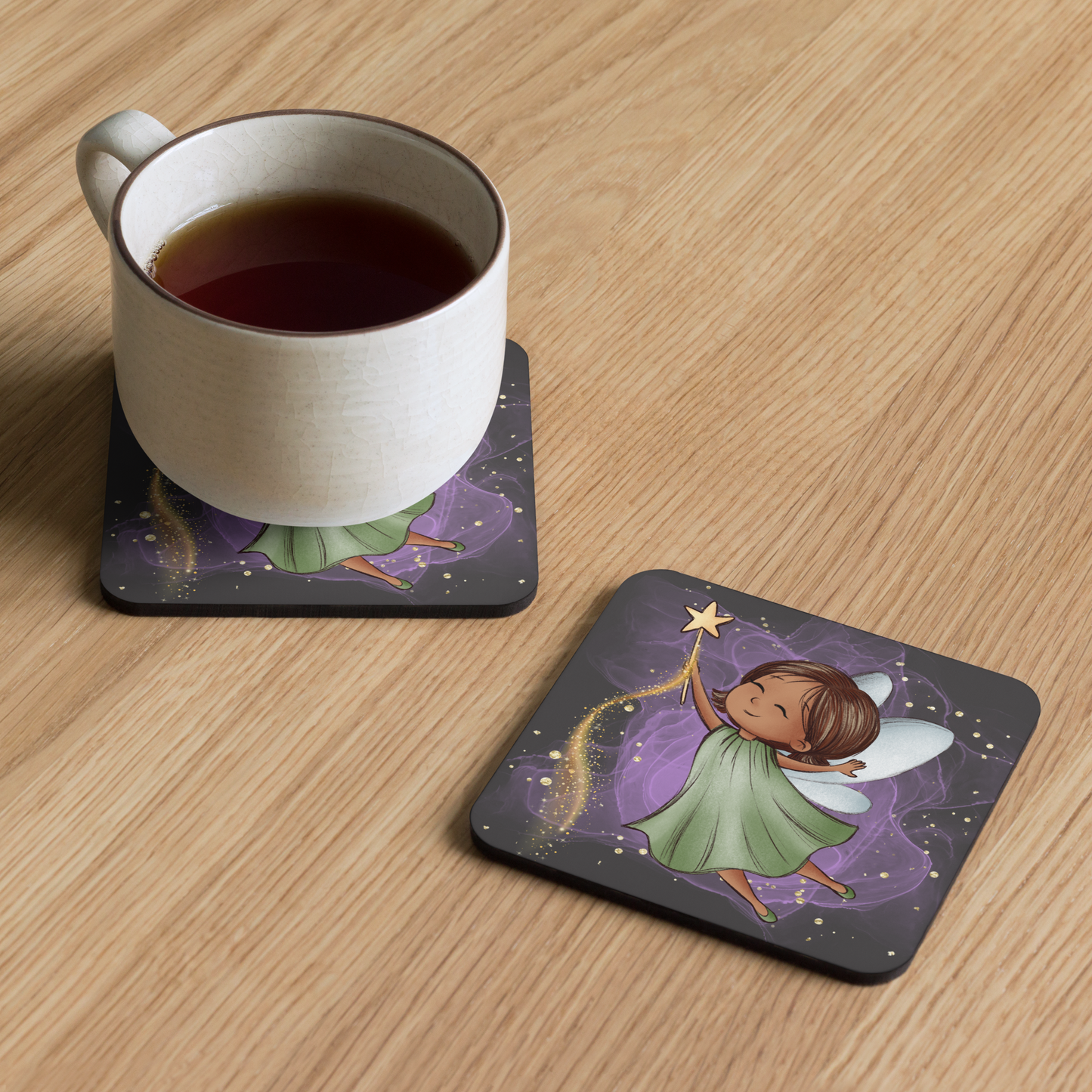 Cork-Back Coaster | Fantasy Cute Green Fairy