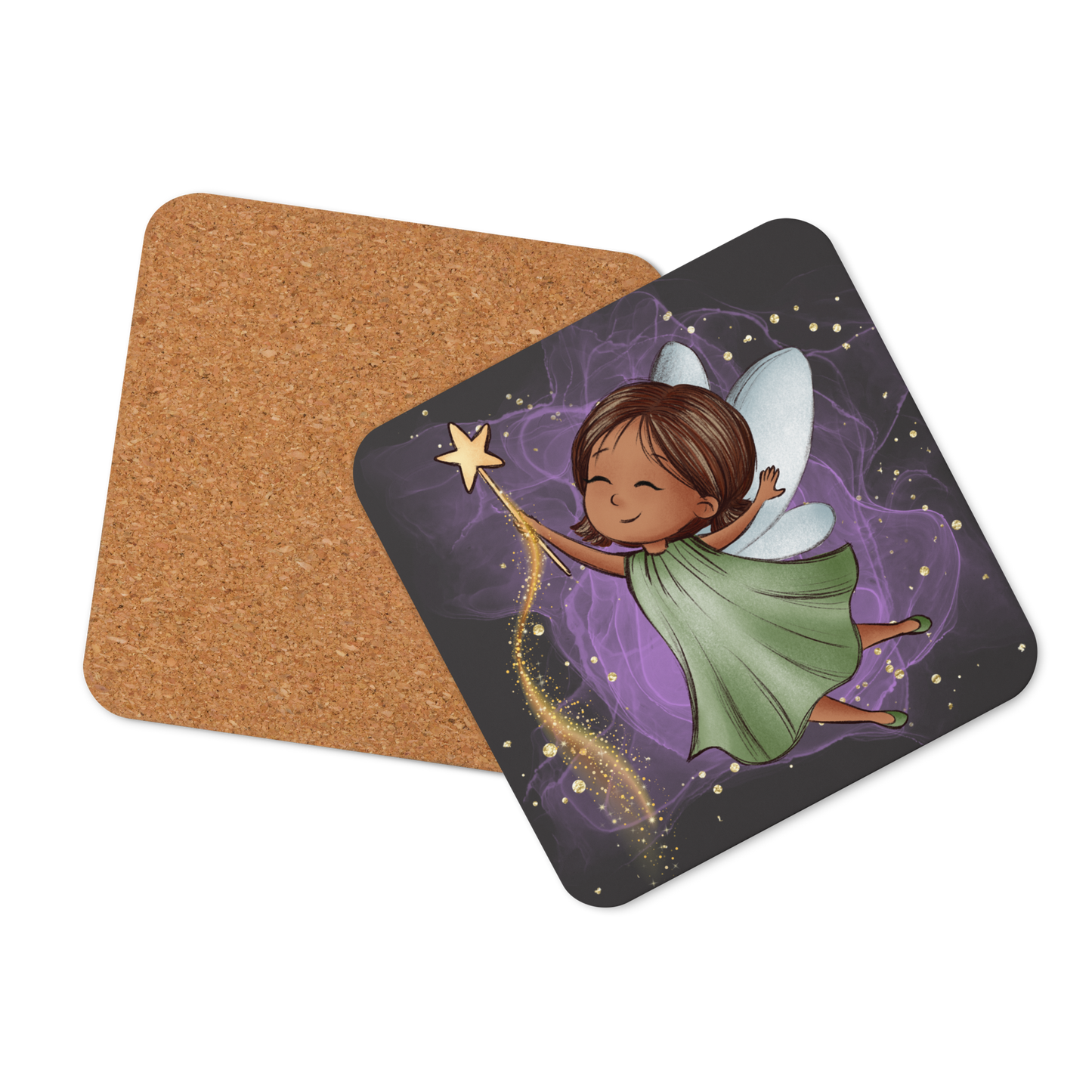 Cork-Back Coaster | Fantasy Cute Green Fairy