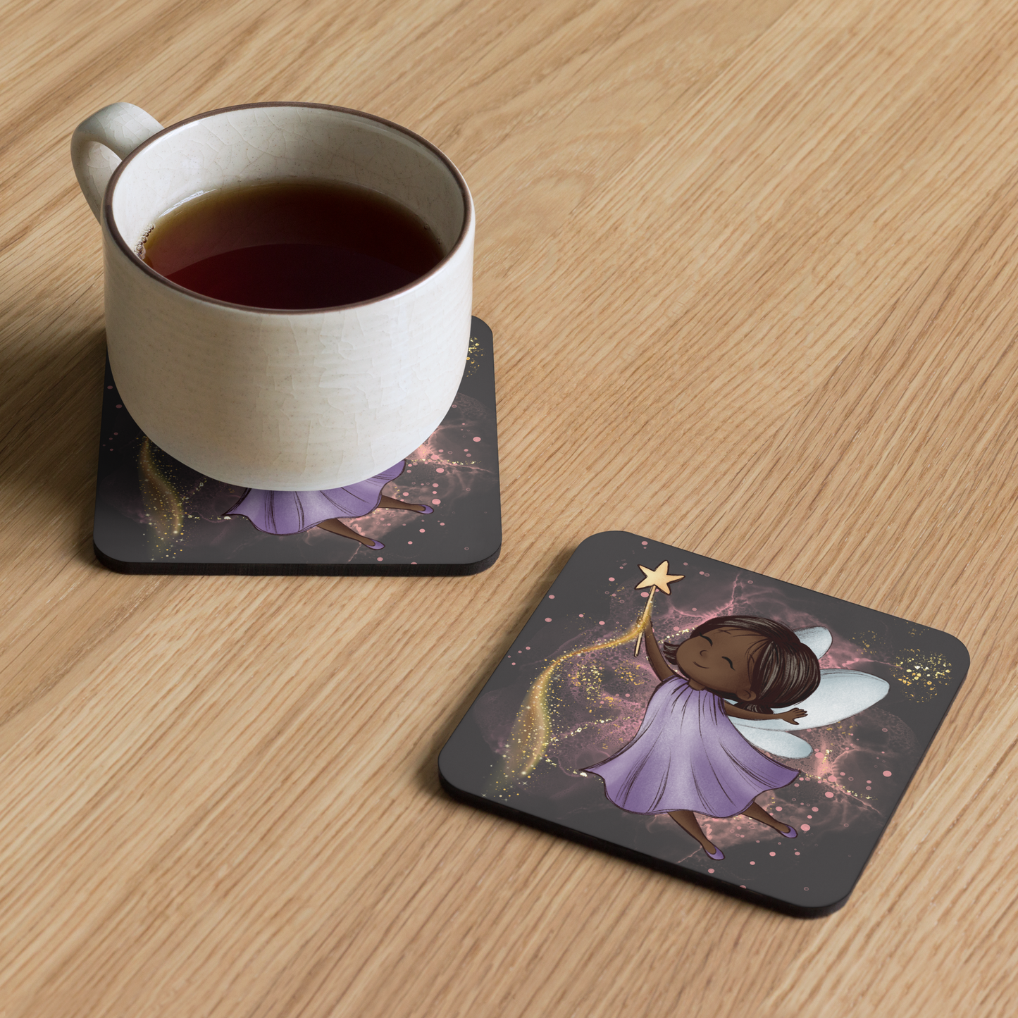 Cork-Back Coaster | Fantasy Cute Purple Fairy