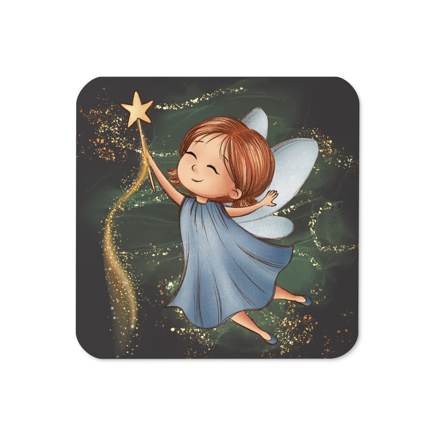 Cork-Back Coaster | Fantasy Cute Blue Fairy