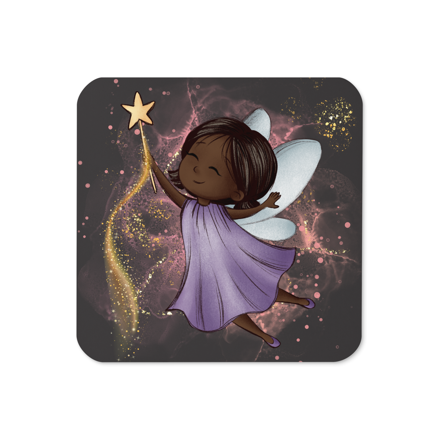 Cork-Back Coaster | Fantasy Cute Purple Fairy