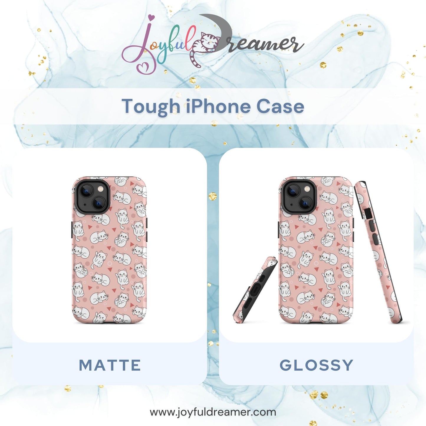 Tough case for iPhone 11, 12, 13, 14, 15 Variations | White Cat Pink Background