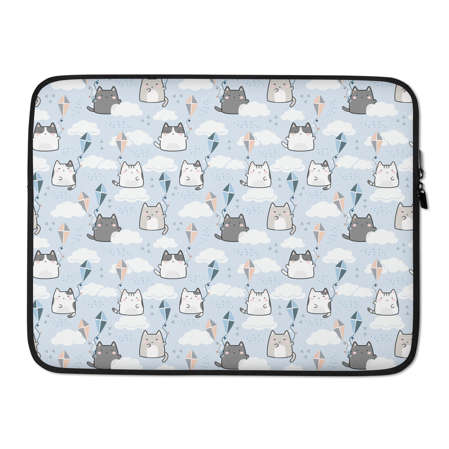 Laptop Sleeve 13" or 15" | Light Blue Cute Cat Themed