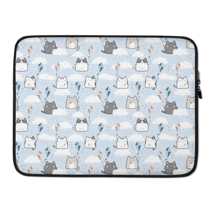 Laptop Sleeve 13" or 15" | Light Blue Cute Cat Themed