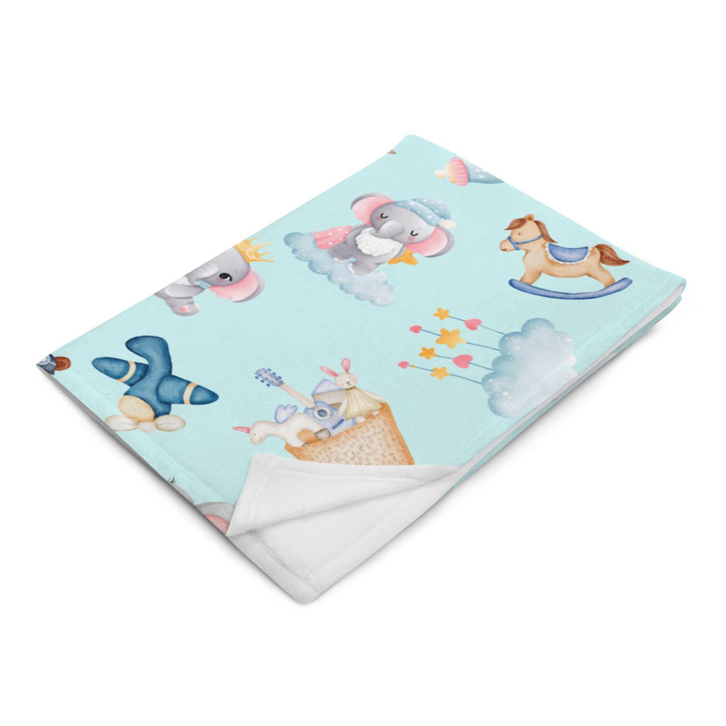 Throw Blanket | Baby Elephant Blue Background