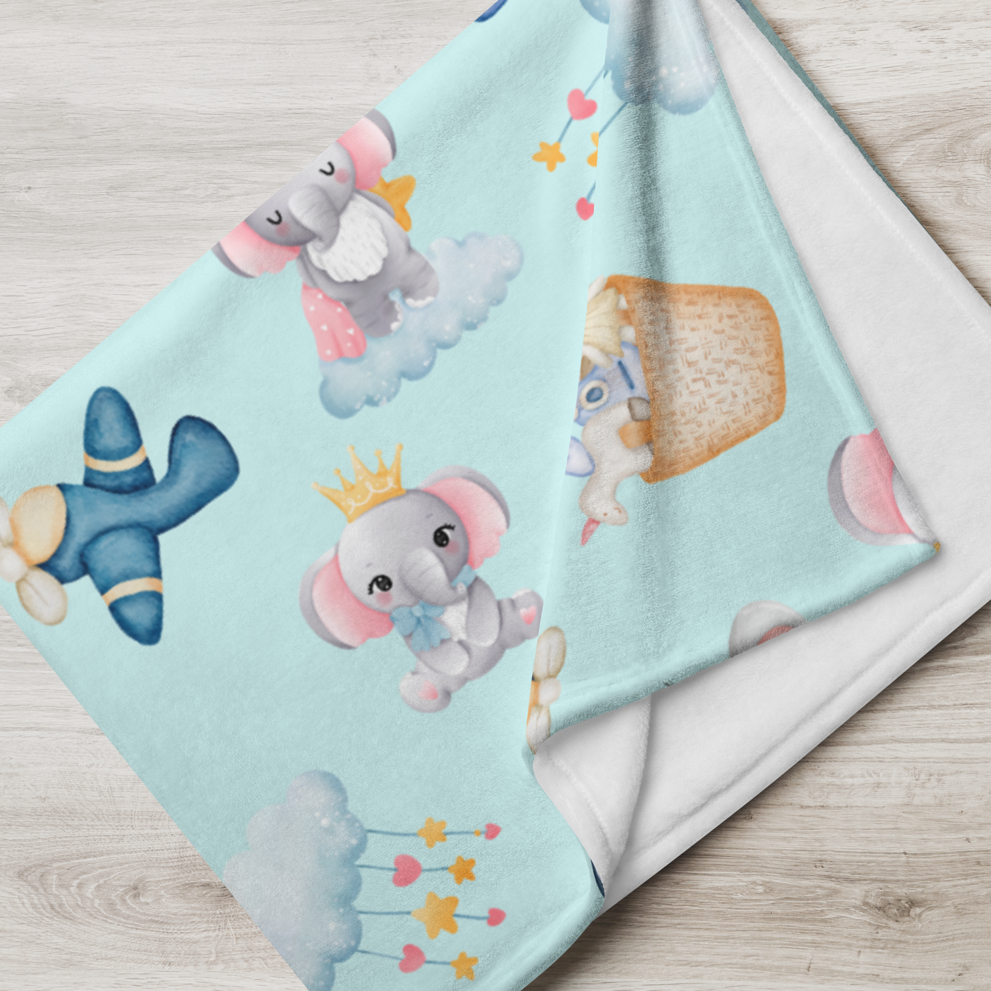 Throw Blanket | Baby Elephant Blue Background