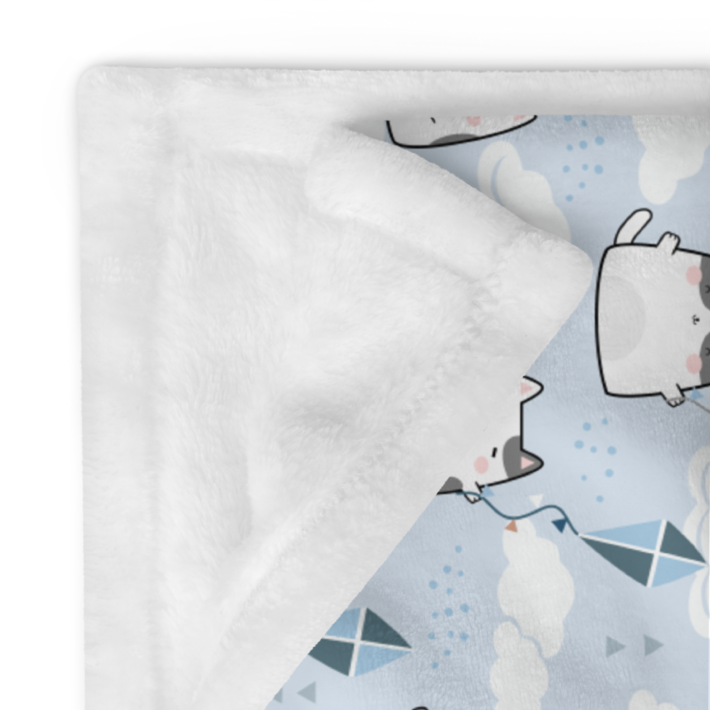 Throw Blanket | Cute Cat Themed with Light Blue Background