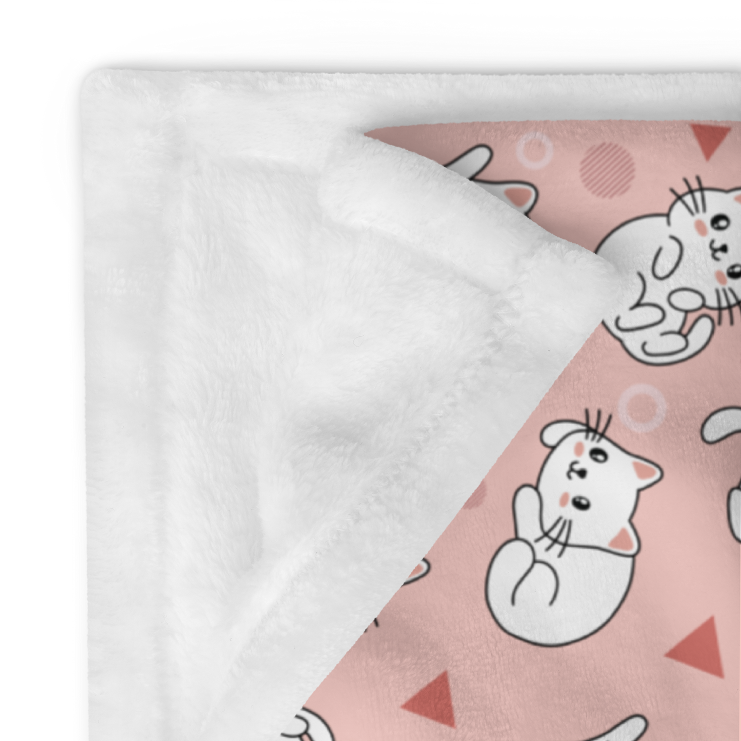 Throw Blanket | Cute White Cat Themed with Pink Background