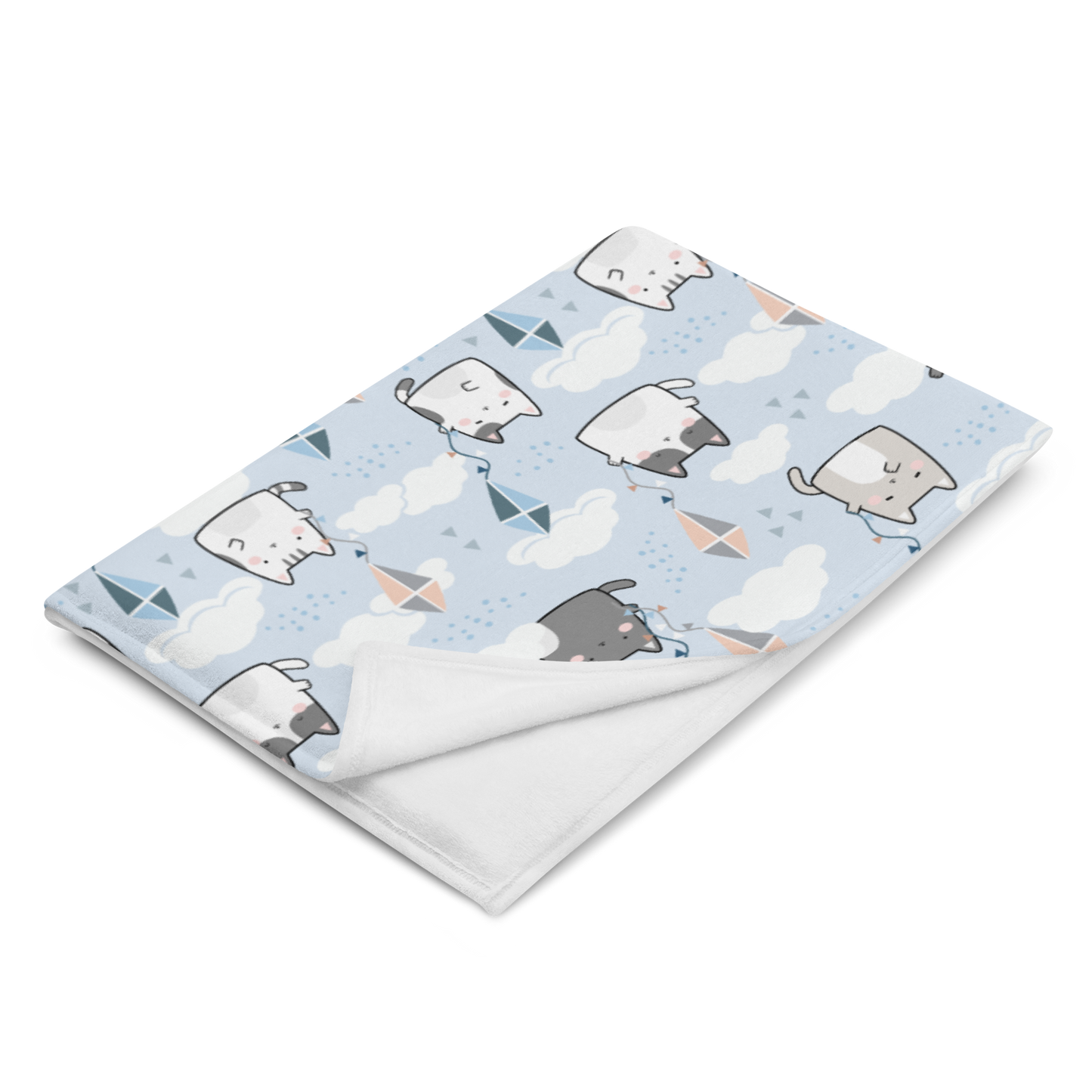 Throw Blanket | Cute Cat Themed with Light Blue Background