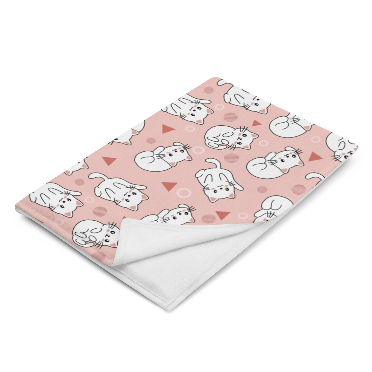 Throw Blanket | Cute White Cat Themed with Pink Background