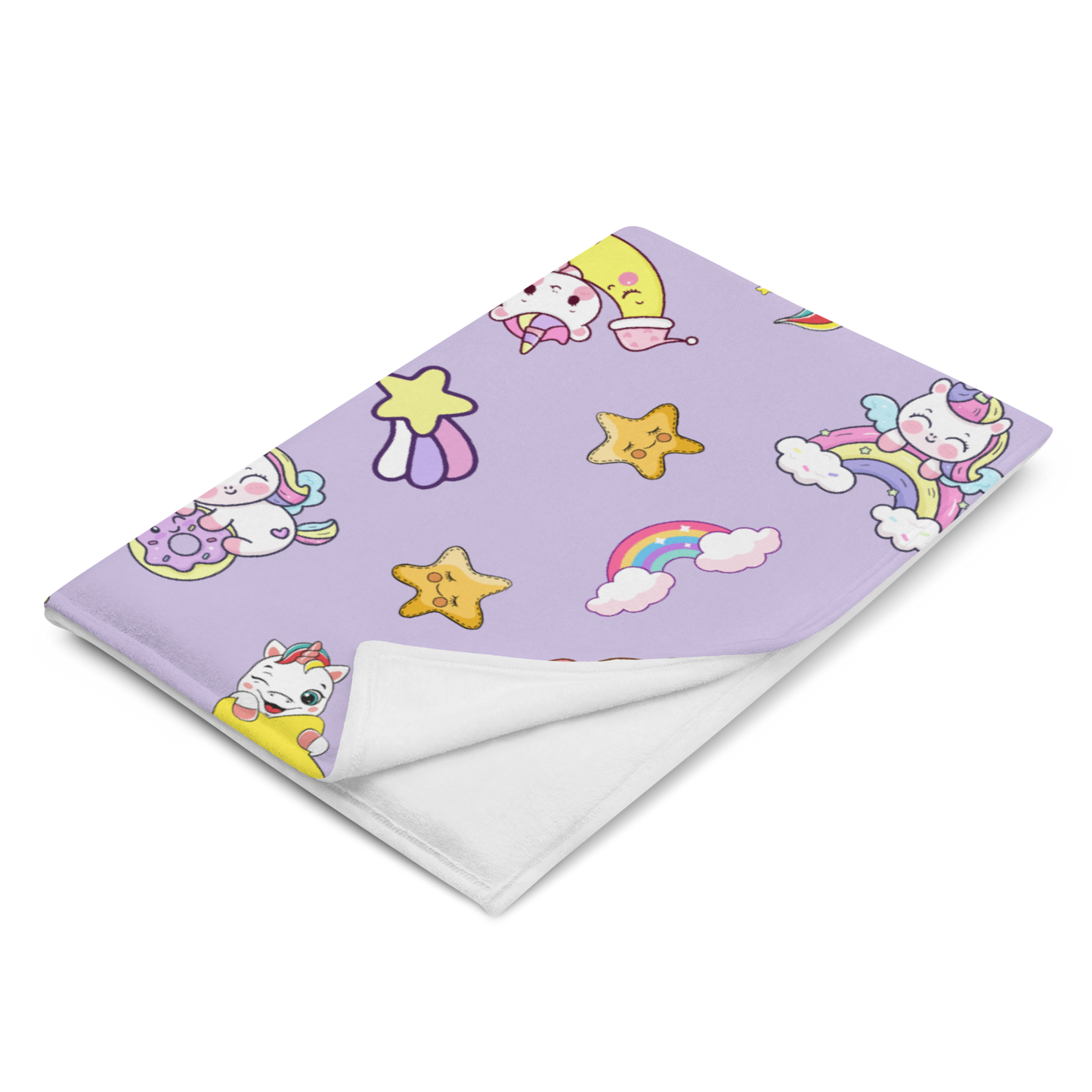 Throw Blanket | Unicorn Rainbow Light Purple Background