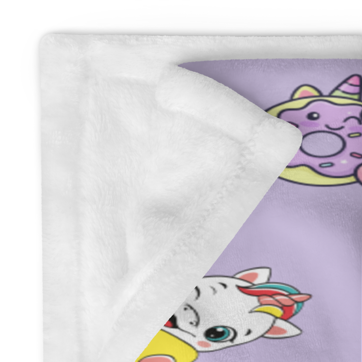 Throw Blanket | Unicorn Rainbow Light Purple Background