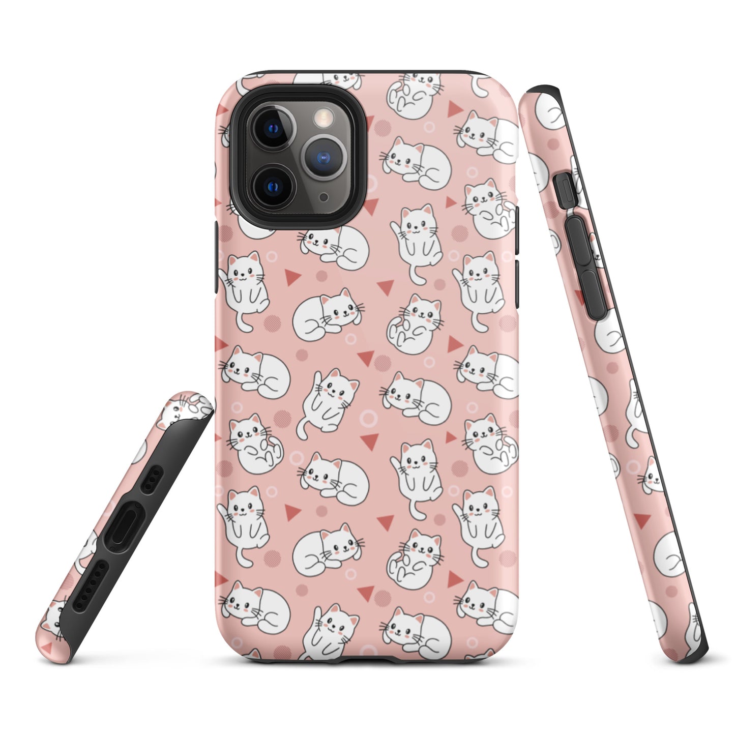 Tough case for iPhone 11, 12, 13, 14, 15, 16 Variations | White Cat Pink Background