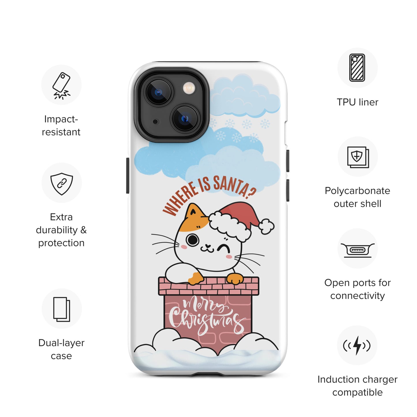 Tough case for iPhone 14, 15, 16, Plus, Pro, Pro Max | Cat Themed