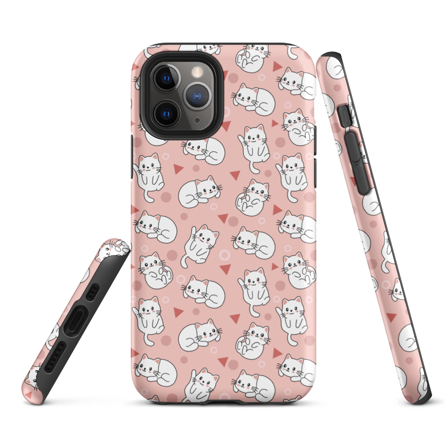 Tough case for iPhone 11, 12, 13, 14, 15, 16 Variations | White Cat Pink Background
