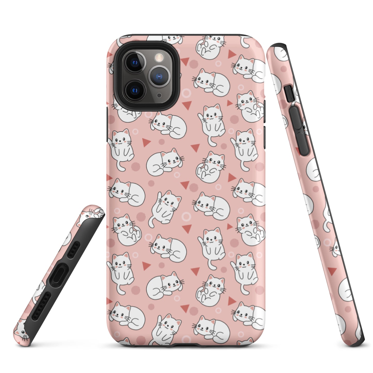 Tough case for iPhone 11, 12, 13, 14, 15, 16 Variations | White Cat Pink Background
