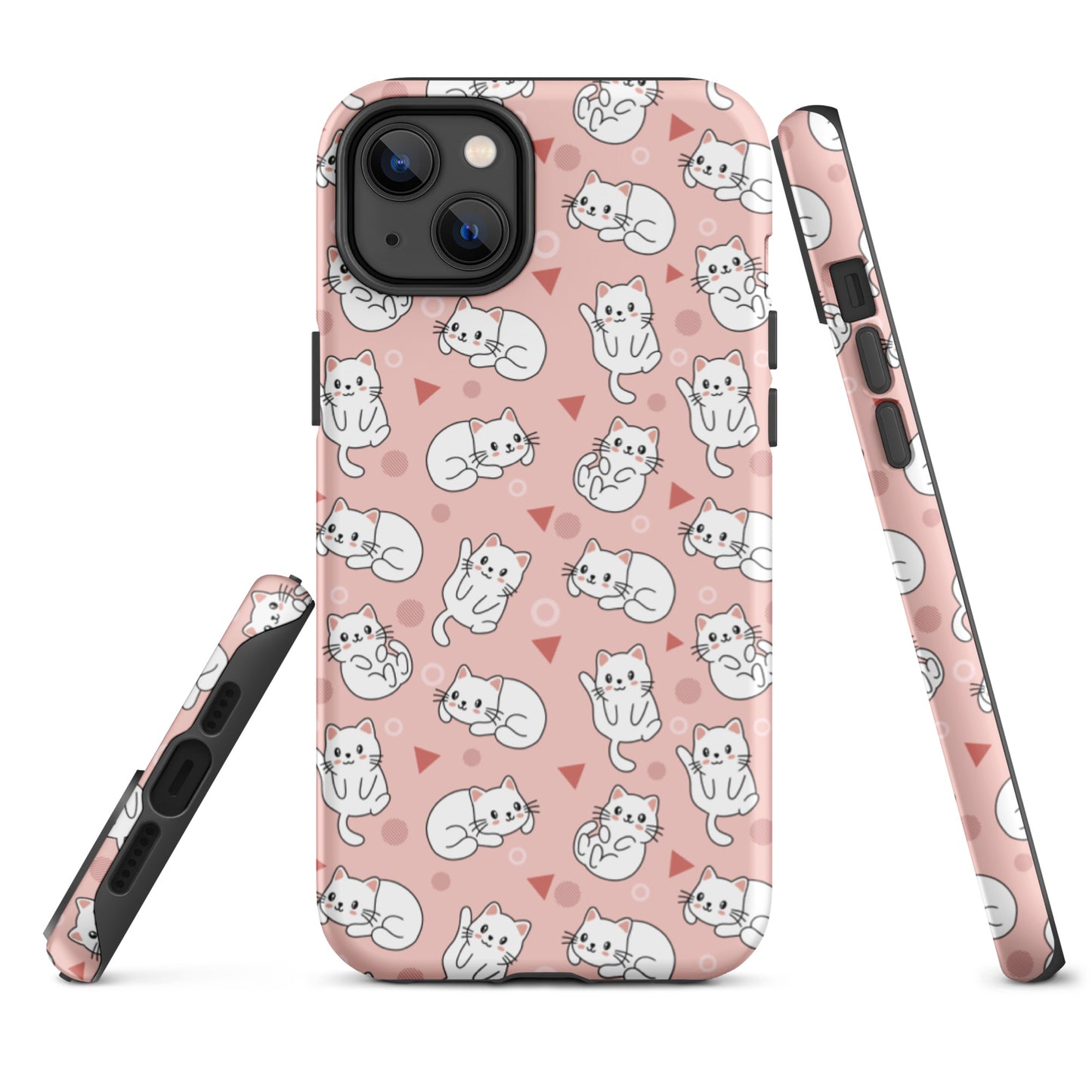 Tough case for iPhone 11, 12, 13, 14, 15, 16 Variations | White Cat Pink Background