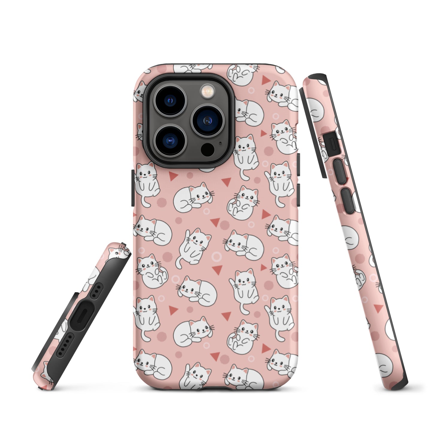 Tough case for iPhone 11, 12, 13, 14, 15, 16 Variations | White Cat Pink Background