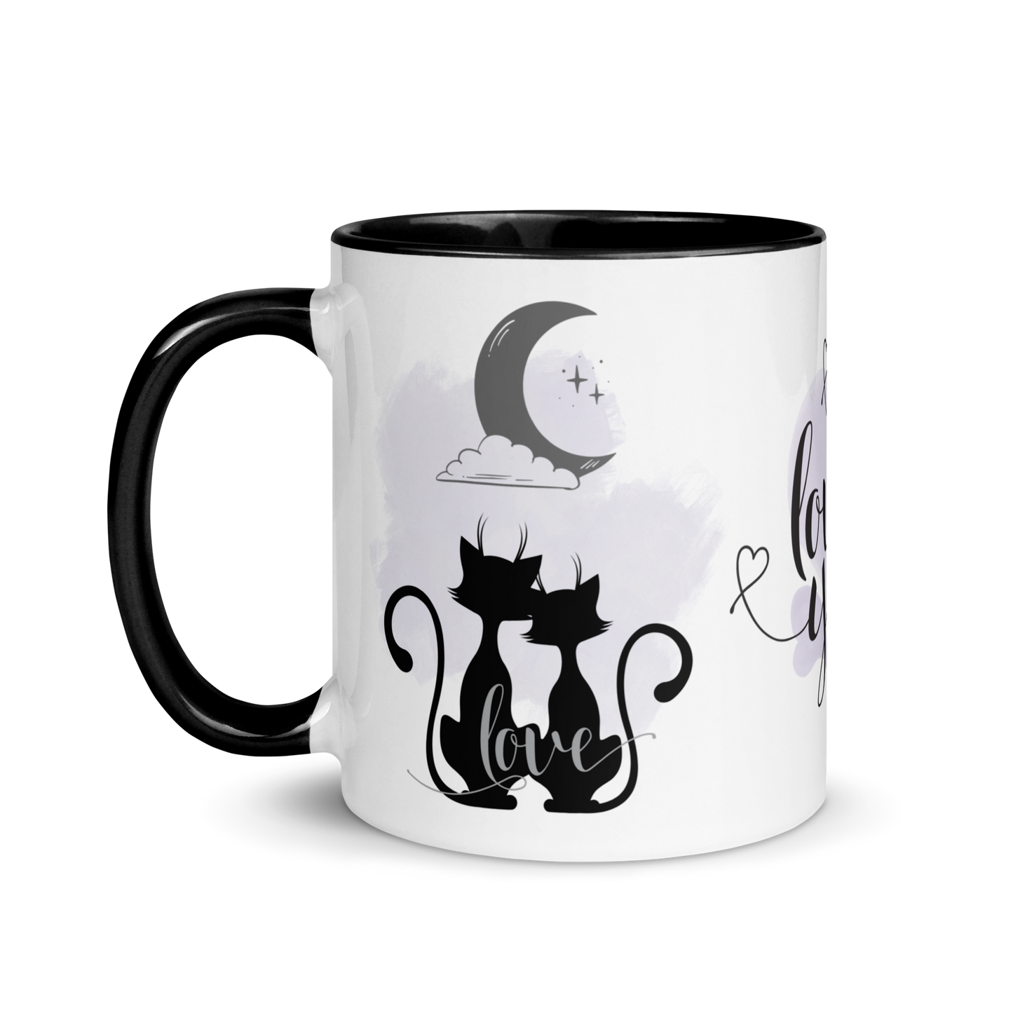 Accent Coffee Mug 11oz | I Love You | Black Cats Love Themed